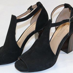 Antonio Melani Black Suede Tortoise Heels Dress Shoes – Size 8.5